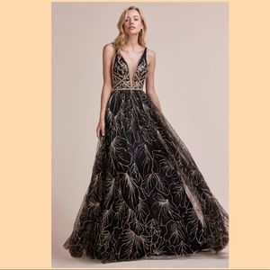 Andrea & Leo Couture Black/Gold Poofy Gown